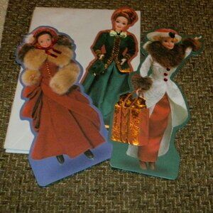SET 3 1996 BARBIE CHRISTMAS HOLIDAY EMBOSSED EMBELLISHED HALLMARK GREETING CARDS